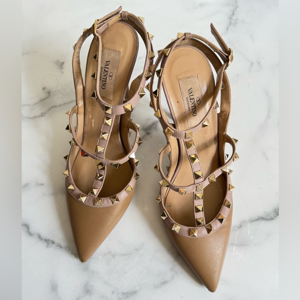 Valentino Rockstud ankle strap pump